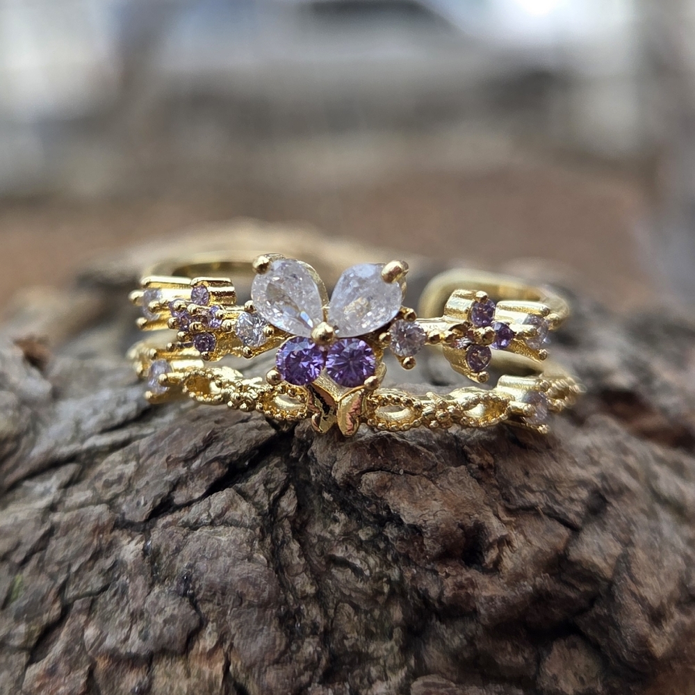 2 For $19! Gold Butterfly Adjustable Ring NWOT